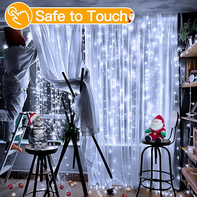 Indoor String Lights 300 LED Curtain 9.8 x 9.8 ft Remote Control