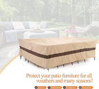 WJ-X3 Large Beige & Coffee Patio Furniture Cover, 108W x 84D x 31H Inches - Image 8