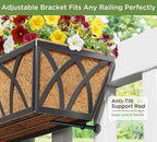 Y&M 24 Inch Fence Metal Hanging Flower Planter Window Basket Deck Railing Planter Boxes for Outdoor Garden Lawn， Window Deck with Coco Liner,6pcs