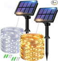 btfarm 2 Pack Solar String Lights Outdoor - 160LED 66FT Solar Fairy Lights Outside Waterproof 8 Modes, Copper Wire Solar Powered Twinkling Lights for Tree Garden Patio Christmas Wedding Party Decor