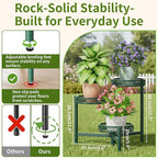 Plant Stand Indoor Outdoor, 3 Tier Corner Metal Flower Display Holder Shelf, Folding Tall Plant Rack for House Patio Balcony Porch Garden Living Room, Heavy Duty Anti-Rust Wrought Iron - GreenFlower