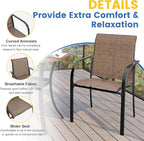 VICLLAX 5 Pieces Patio Dining Set for 4, Outdoor Furniture Set Includes 40.7" Round Patio Table and 4 Patio Stackable Chairs, Walnut Tabletop and Brown Fabric