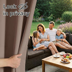RYB HOME Outdoor Curtains for Patio Waterproof Block Sunlight Thermal Insulated Privacy Assured Thick Outside Curtains for Porch, Gazebo, Pergola, W84 x L84, Mocha, 1 Panel