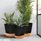 GARDIFE 10/9/8 inch Plant pots, planters for Indoor Plants, self Watering Plant Pot, Flower pots, Black