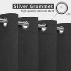 Easy-Going Linen Look Outdoor Curtains Waterproof Windproof Porch Curtains, Soft Thicken Outdoor Privacy Curtains for Patio, Gazebo, Grommet Top and Tab Bottom Drape, 1 Panel, 110x84 inch, Black