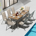 TLSUNNY Patio Chairs, Stackable Textilene Outdoor Dining Furniture for All Weather, with 17.7″ Wide Seat & Metal Frame, for Garden, Backyard, Deck, Restaurant, Poolside (8, Brown, 26.4″)