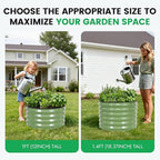 INNO STAG 3 Pcs Round Galvanized Raised Garden Bed — 2×2×1ft Planter Box Outdoor Raised Beds Kit for Gardening Vegetables, Fruits, Herbs, and Flowers, Olive Green