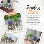 Autumn Alley Farmhouse Front Porch Planters Set of 2 Stand with Galvanized Corrugated Metal Planter for Outdoors/Indoors - Rustic Wood Square Planters Box on Legs – Charming Farmhouse Décor, Brown