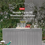 Keter Marvel Plus 71 Gallon Resin Outdoor Storage Box for Patio, Balcony & Garden – Weather‑Resistant Deck Box for Cushions, Pillows, Pool Floats & Tools, Light Grey