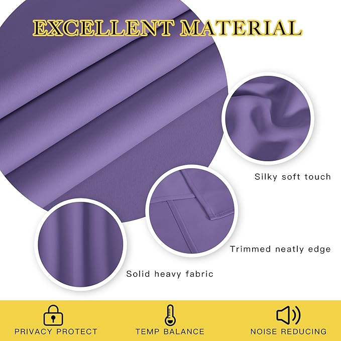 NICETOWN Sliding Door Curtain 108 Inches Long - Blackout Thermal Insulated Grommet Room Divider Privacy Drape for Patio Glass Door, 1 Panel, Lilac Purple, 100 Inch Extra Wide