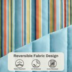 12 FT Double Quilted Fabric Hammock with Spreader Bars and Pillow 450 LBS Weight Capacity 2 Person Hammock for Outdoor Patio Backyard Poolside Blue Stripes