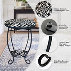 LIFFY Outdoor Side Table,12" Round Ceramic Tabletop Accent Table with Metal Frame, Indoor Small Decorative Plant Stand & End Table for Home, Patio, Garden