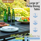 Sophia & William 7 Pieces Patio Dining Set Outdoor Metal Furniture Set, 6 x Swivel Dining Chairs Textilene Padded, 1 Metal Umbrella Table 6 Person for Lawn Garden