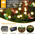 Solar Garden Lights Outdoor - 6 Pack Dragonfly Solar Swaying Light, Sway by Wind, Firefly Lights Outdoor Yard Patio Pathway Decoration, Big Bulb, High Flexibility Iron Wire & Realistic Dragonflies