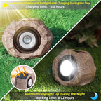 2 Pack Solar Rock Lights Outdoor, Angle Adjustable Solar Lights Outdoor Waterproof, LED Solar Garden Lights, Auto On/Off Landscape Lighting for Yard Pathway Patio Flower Bed - White Glow (Stone Brown)
