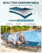 KingCamp Oversized Tanning Chair, Extra-Wide Padded Folding Chase Lounge Chairs Portable Adjustable 5-Position 400lbs Heavy Duty Lounger with Double-Layer Oxford for Outdoor Beach Patio Sun Pool