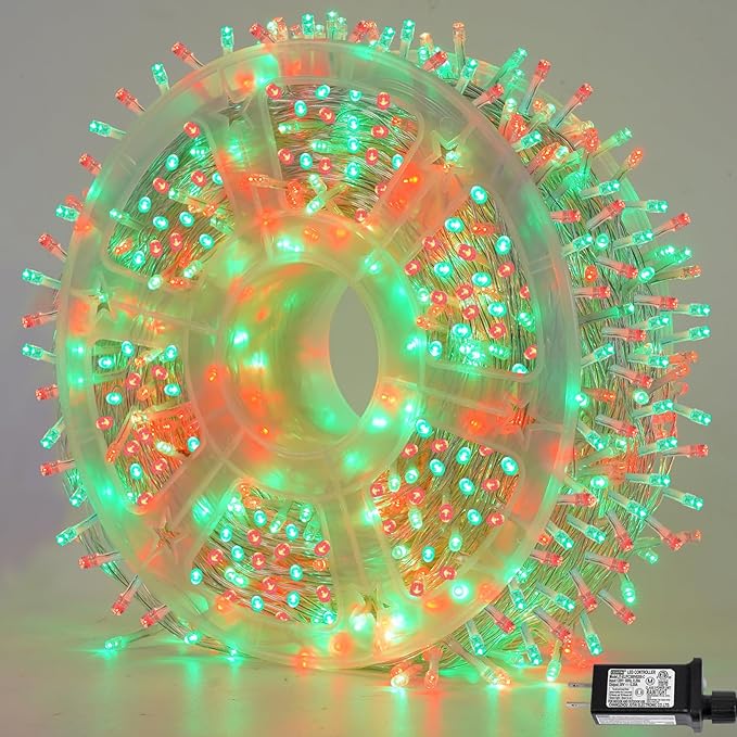 String Lights, 500 LEDs in Red and Green, 165 ft Waterproof Outdoor