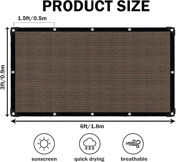 Sun Shade Cloth with Grommets – Mocha-3x6FT