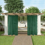 SpaceDresser Waterproof Outdoor Sheer Curtains for Patio - 2 Panels Rod Pocket Indoor Voile Sheer Curtain for Living Room,100W x 84L inch, Foliage Green