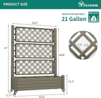 YITAHOME 43.3x17.7x61 in Planter Trellis Box with Wheels & Drain Plug, Outdoor Resin Raised Garden Bed for Climbing Plants, Large Weather-Resistant Design, Light Brown