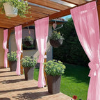 SpaceDresser Waterproof Outdoor Sheer Curtains for Patio - 4 Panels Rod Pocket Indoor Voile Sheer Curtain for Living Room,52W x 108L inch, Light Pink