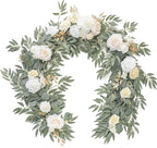Artificial Eucalyptus Greenery Garland, 6 Ft Cream White Faux Silk