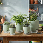 GARDIFE 2026 Upgraded Self Watering Plant Pots with Drainage Hole, 8/7/6.5/6/5.5/5/4 Inch Flower Planting Containers for House Plants, African Violet, Flowers, Cactus (Green, 8+7+6.5+6+5.5+5+4 inch)