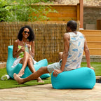 Jaxx Leon Outdoor Bean Bag Ottoman, Cancun Blue