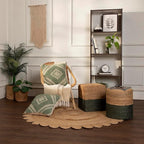 REDEARTH · Cube Pouf Foot Stool Ottoman - Jute Braided Pouffe Poof Accent Sitting Footrest for The Living Room, Bedroom, Nursery, Patio, Lounge & Other Rooms (14.5”X14.5”X16”; Natural Olive)