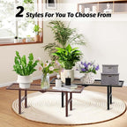 2 Pack Metal Plant Stand Outdoor Indoor, 1 Tier Folding Tiered Flower Plant Shelf, Heavy Duty Ladder Multiple Pot Display Plant Rack for Patio Garden Balcony Windowsills, Brown
