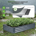 ZORMY 2Pack 6×3×1ft Galvanized Raised Garden Bed Kit, Metal Planter Boxes Outdoor, Large Raised Beds for Vegetables, Fruits, and Flowers - Grey