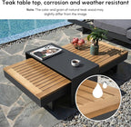 homary Outdoor Conversation Sets, 6 Piece Aluminum & Teak Patio Sectional Sofa Set with Adjustable Backrests, Waterproof Cushions, Ideal for Patios & Balconies | Outdoor Materials, Fade Resistant, Modular design