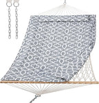 SUNCREAT Hammocks Heavy Duty Hammock with Hardwood Spreader Bar, Double Rope Hammock with Polyester Pad, Grey