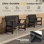 Ciokea 49" Heavy Duty Outdoor Bench, HDPE Weatherproof Porch Benches, Durable 2-Person Garden Benches with 660 Lbs, Waterproof Patio Bench for Outside Balcony Deck Backyard, Black