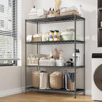 Xcity Storage Shelves, 4 Tier Heavy Duty Metal Shelving Unit with Wheels, 1600 LBS Capacity Adjustable Steel Wire Shelf Organizer for Pantry, Kitchen, Garage, 18" D x 36" W x 60" H, Black