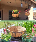 Hanging Baskets Planter for Plants - 2 Pack 14 Inch Metal Baskets with Coco Coir Liner, Hanging Flower Pots for Outside with Chain, Indoor Outdoor Garden Porch Decoration (14'' Pack of 2)