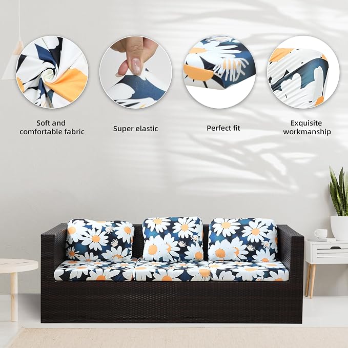 Cushion Covers, 8 Pack Stretch Outdoor Covers in Chrysanthemum