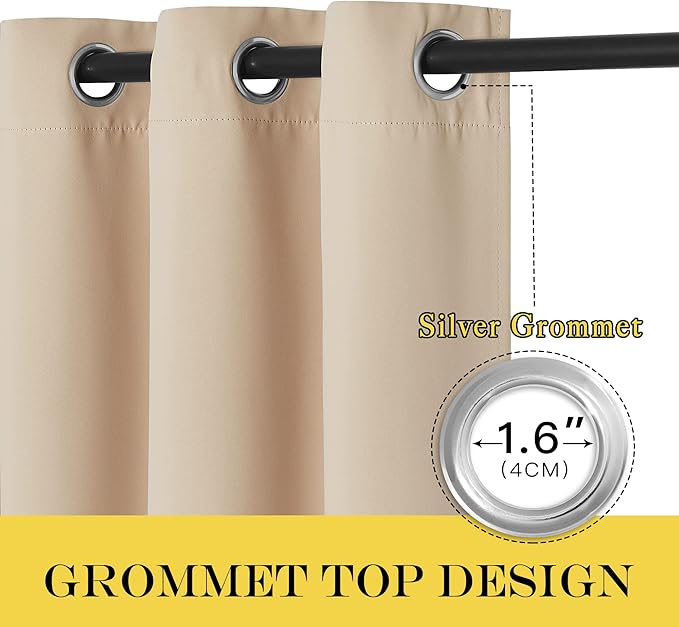 NICETOWN Sliding Glass Door Curtain 120 inch Length for Patio, Room Darkening Thermal Insulated Window Treatment Slider Door Curtain for Living Room, Biscotti Beige, 100" Wide, 1 Panel