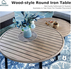 MFSTUDIO Patio Furniture Set, 10 Seats Half-Moon Curved Outdoor Sectional Sofa Conversation Set with 2 Wood-Like Round Table, Woven Rattan Patio Couch for Backyard, Garden, Deck
