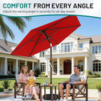 AreShark 7.5FT Patio Umbrella Table Market Umbrella with 6 Sturdy Ribs, Button Tilt/Crank Heavy-Duty Round Outdoor Umbrellas for Garden, Deck, Backyard,and Pool, Red