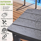Y&M Outdoor Side Table, HIPS Adirondack Small Single Table, Waterproof Square Outside Table, Balcony Modern End Tables for Patio, Pool, Beach, Porch, Deck, Indoor or Outdoor Use (Dark Grey, 2 Pack)