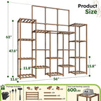EnHomee 63''H Plant Stand Indoor Tall Plant Stands Outdoor with 7 Tiers and 14 Potted Upgrade Wood Plants Shelves Stand for Living Room Patio Balcony Yard Garden, 11.8''D×56''W×63''H