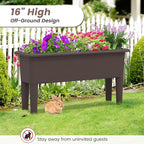 Giantex Raised Garden Beds Outdoor Set of 2, Self-Watering Planter Box with Detachable Legs & Drainage Hole, Outdoor Raised Container for Vegetable Fruit Herbs, 31.5”Lx12”Wx16”H, Easy Assembly (Brown)