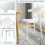 VECELO 4 Pack Plastic Stacking Chairs, Stackable Dining Chairs for Kitchen Restaurant Patio, Portable Indoor Outdoor Use, No Assembly Required, White