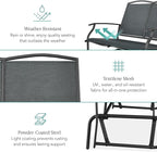 Best Choice Products 2-Person Outdoor Patio Swing Glider Steel Bench Loveseat Rocker for Deck, Porch w/Textilene Fabric, Steel Frame - Dark Gray