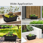 Rectangle Bonsai Pots, 3 Pack 6.5 Inch Black Plastic with Drainage Trays