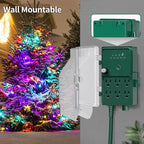 SURAIELEC Outdoor Power Stake, Dusk to Dawn Light Timer, 6 Electrical Outlet Power Strip Waterproof, 6FT Extension Cord for Patio Lights, Sprinkler, Garden, Christmas Decorations, Outdoor Light