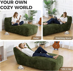 Giant Bean Bag Lounger Chair for Adults with Soft & Cozy Plush Fabric,Memory Foam Filled Beanbag Chair for Family Living Room,Bedroom and Game Room (Olive Green)