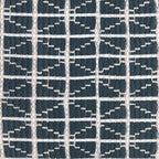SIMPLIHOME Noreen Boho Square Pouf in Dark Blue and White Handloom Woven Pattern for the Living Room, Bedroom and Kids Room