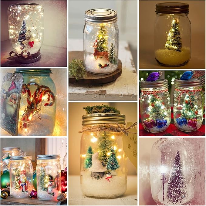 String Lights 8 Pack Solar Mason Jar Lid Lights with 30 LEDs